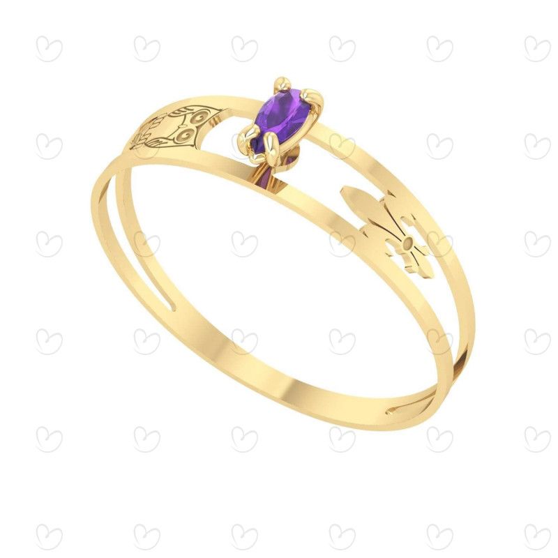 Anel Formatura Aro Duplo Gota Pequena Letras Ouro 18k