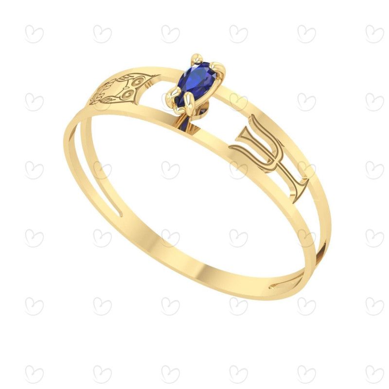 Anel Formatura Aro Duplo Gota Pequena Psicologia Ouro 18k