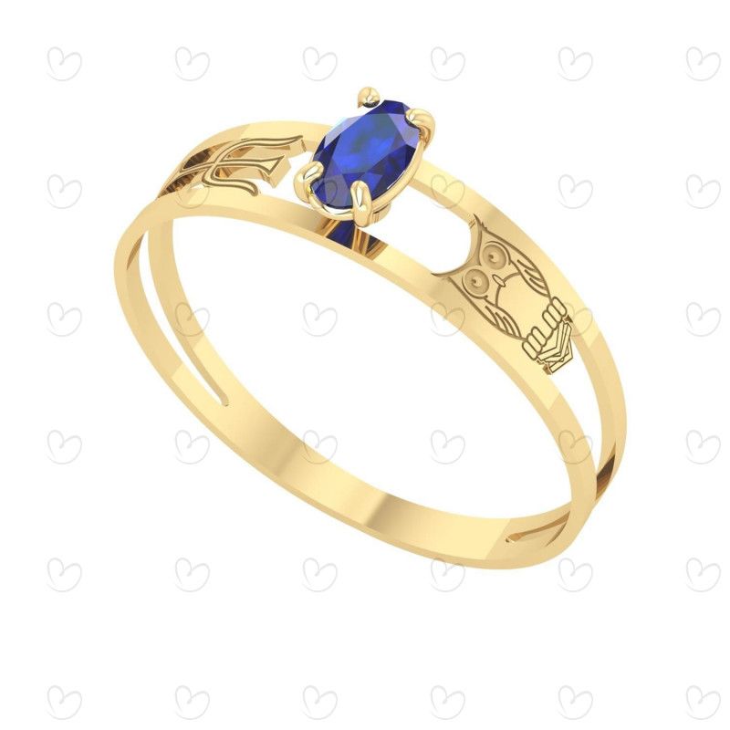 Anel Formatura Aro Duplo Oval Psicologia Ouro 18k