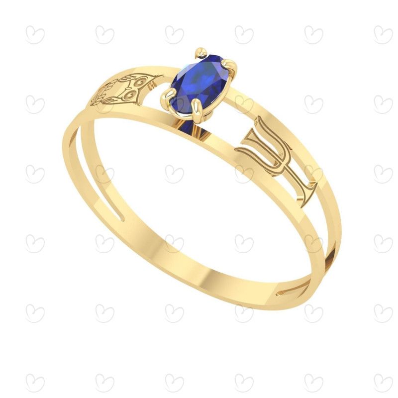 Anel Formatura Aro Duplo Oval Psicologia Ouro 18k