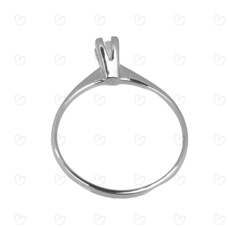 Anel Solitário Clássico com Diamante Natural 3.2mm Ouro Branco 18k