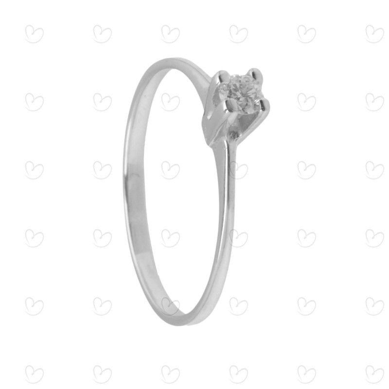 Anel Solitário Clássico com Diamante Natural 3.2mm Ouro Branco 18k