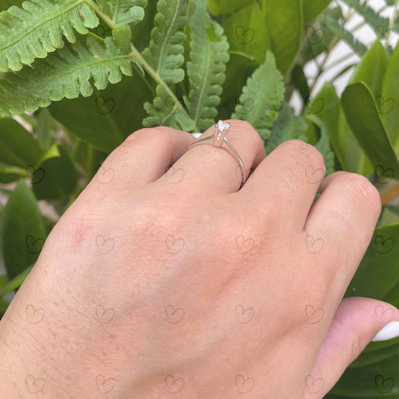 Anel Solitário Clássico com Diamante Natural 3.2mm Ouro Branco 18k