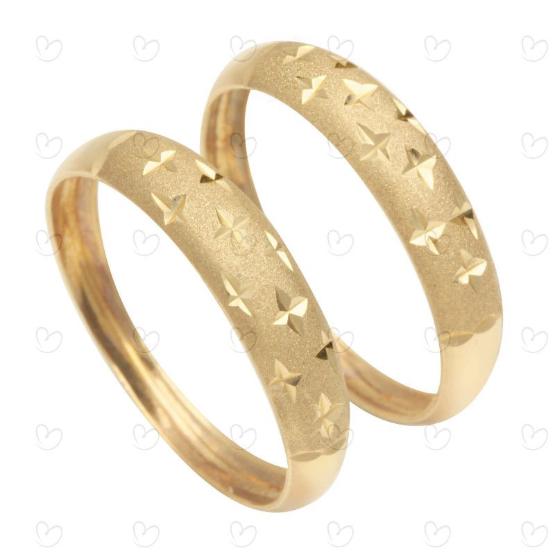 Anel Par de Aparador Diamantado Estrela Ouro 18k