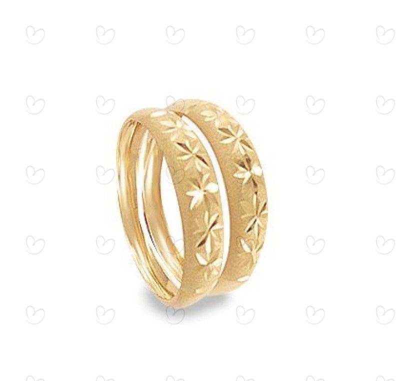 Anel Par Aparador Fosco com Diamantado em Estrela Ouro 18k