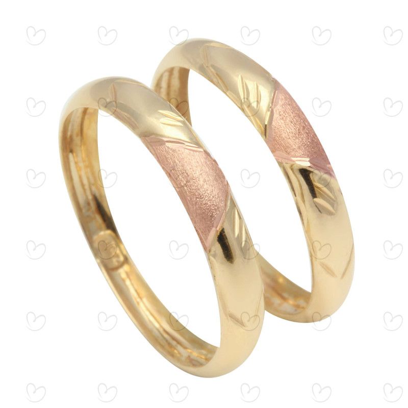 Anel Par de Aparador Bicolor Diamantado Ouro 18k
