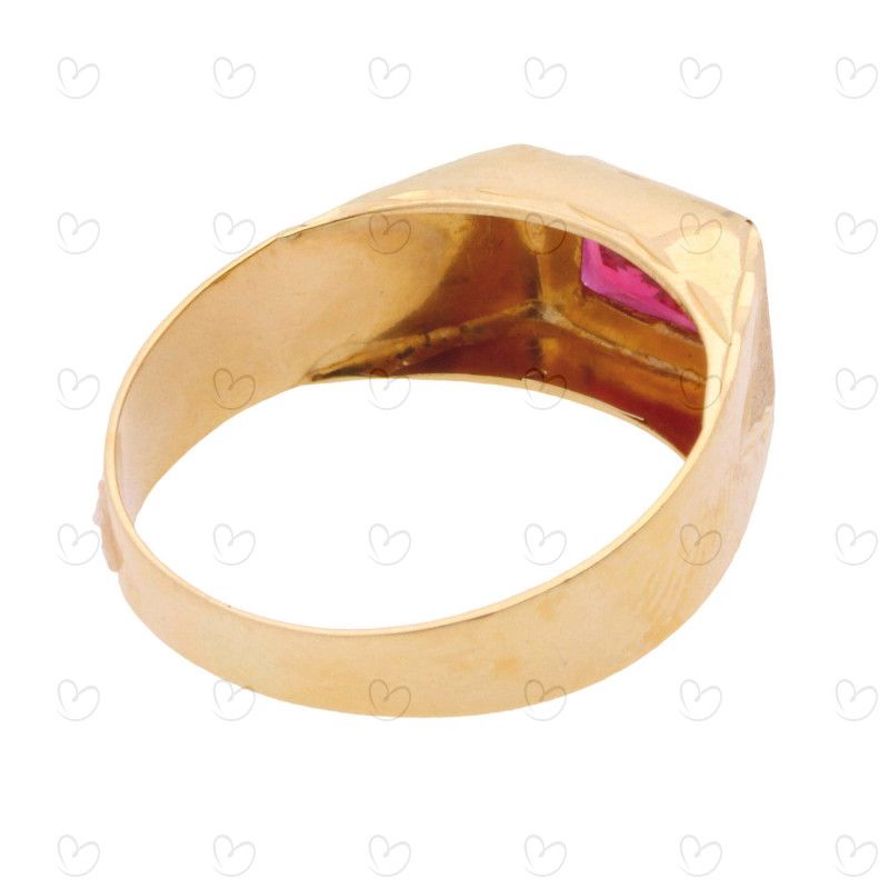 Anel Formatura com Pedra de Zircônia 5x7mm Ouro 18k
