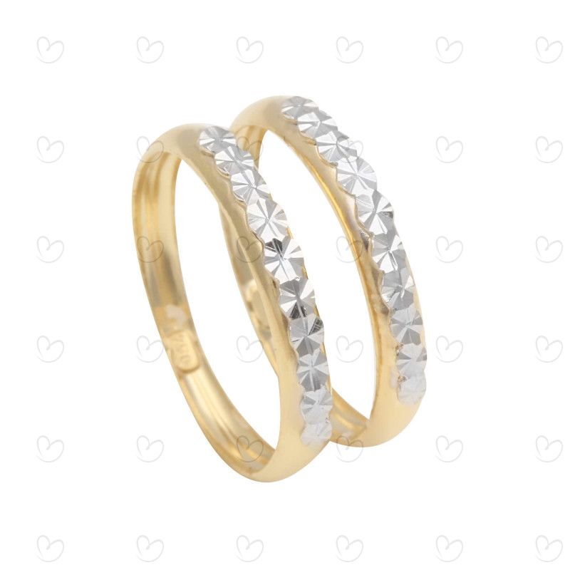 Anel Par de Aparador Diamantado Falsa Pedra Ouro 18k