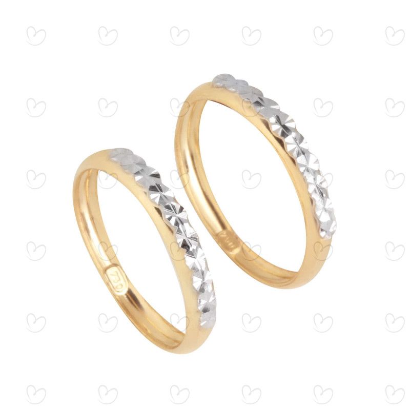 Anel Par de Aparador Diamantado Falsa Pedra Ouro 18k