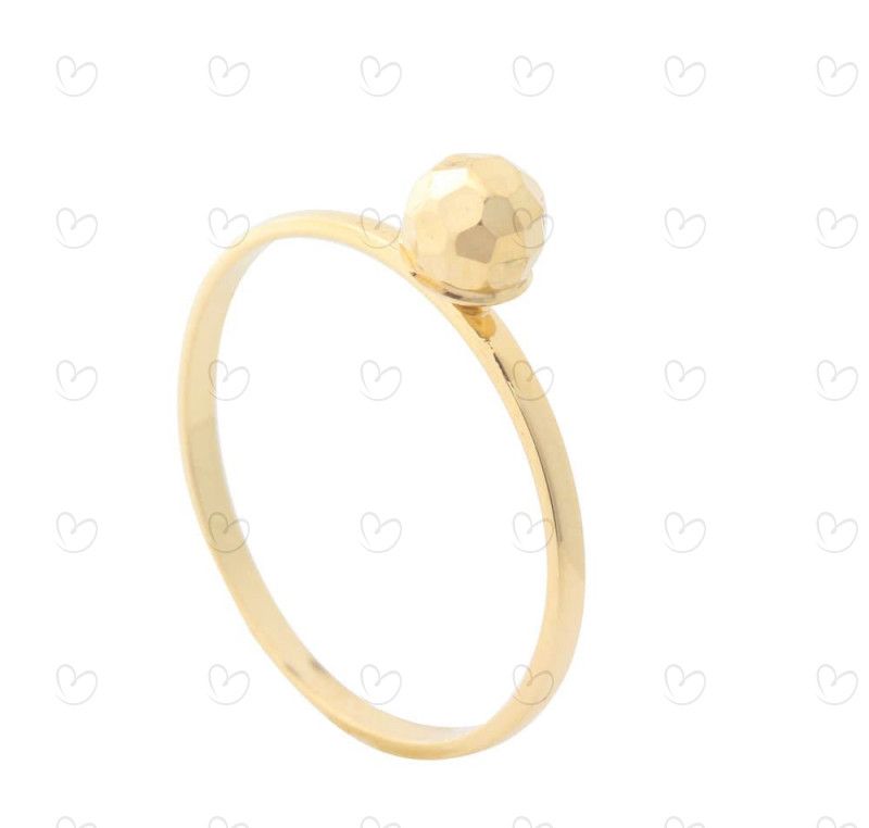 Anel Bola 5mm Diamantada Ouro 18k