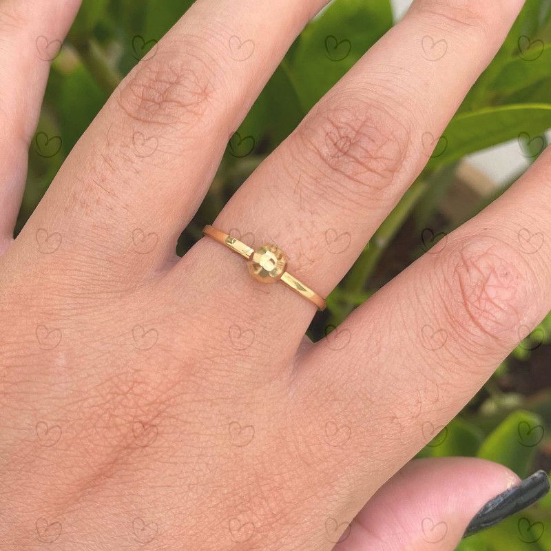 Anel Bola 5mm Diamantada Ouro 18k