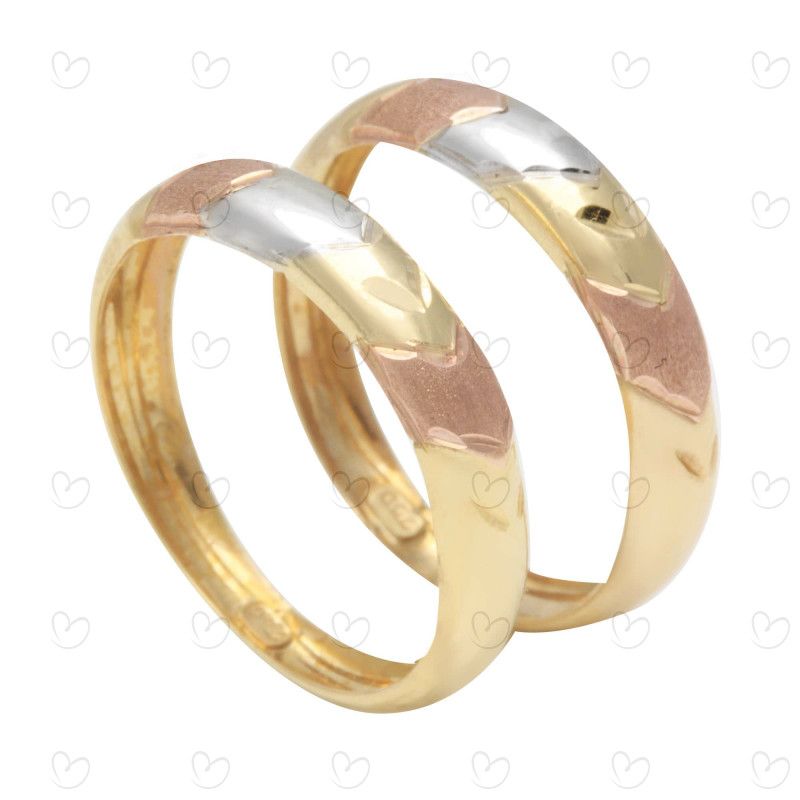 Anel Par Aparador Tricolor Ouro 18k