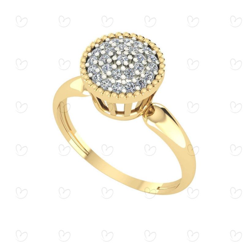 Anel Chuveiro Redondo com Pedras de Zircônia Ouro 18k