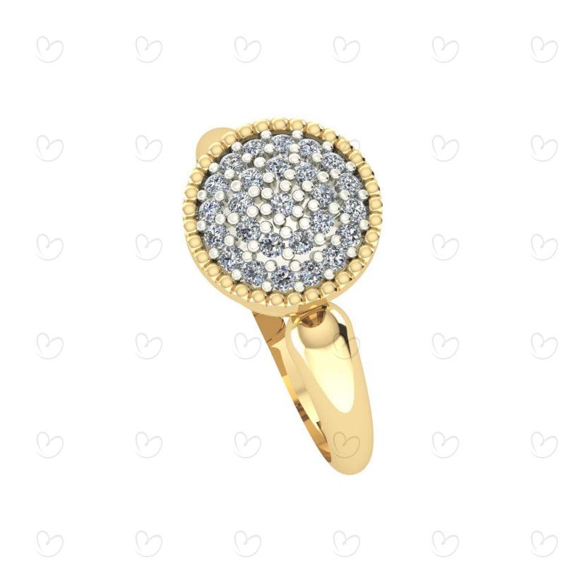 Anel Chuveiro Redondo com Pedras de Zircônia Ouro 18k