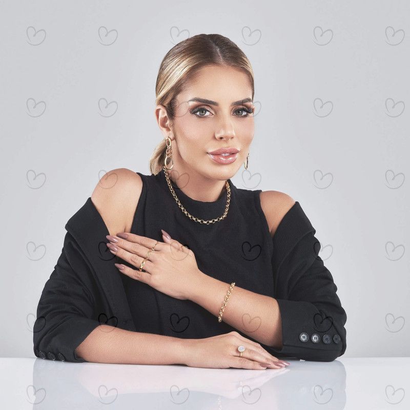 Anel Chuveiro Grande com Pedras de Zircônia Ouro 18k