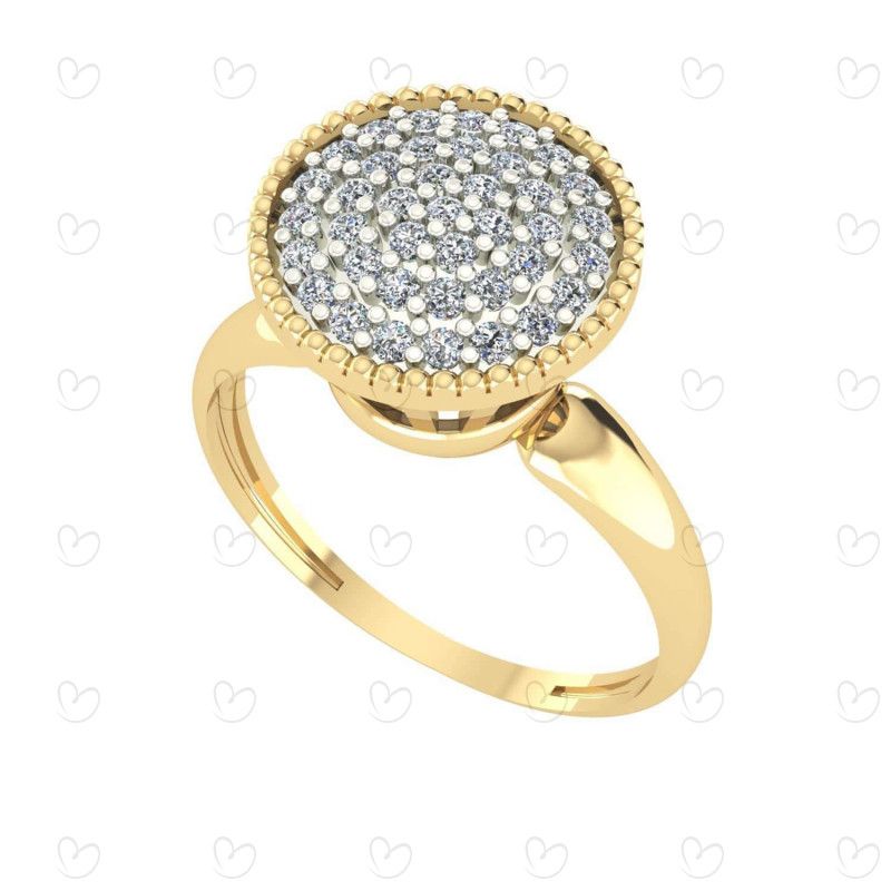 Anel Chuveiro Grande com Pedras de Zircônia Ouro 18k