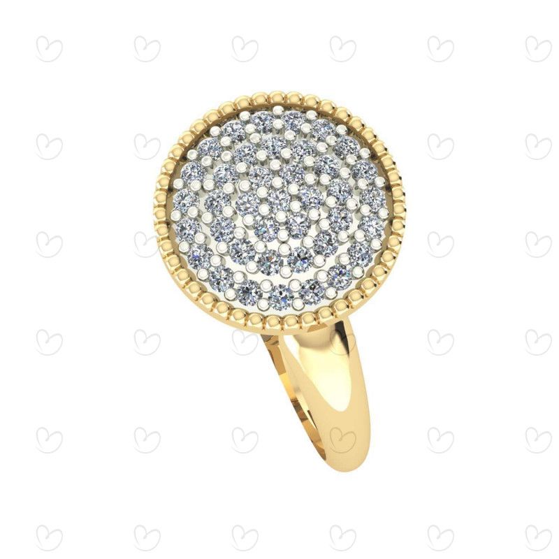 Anel Chuveiro Grande com Pedras de Zircônia Ouro 18k