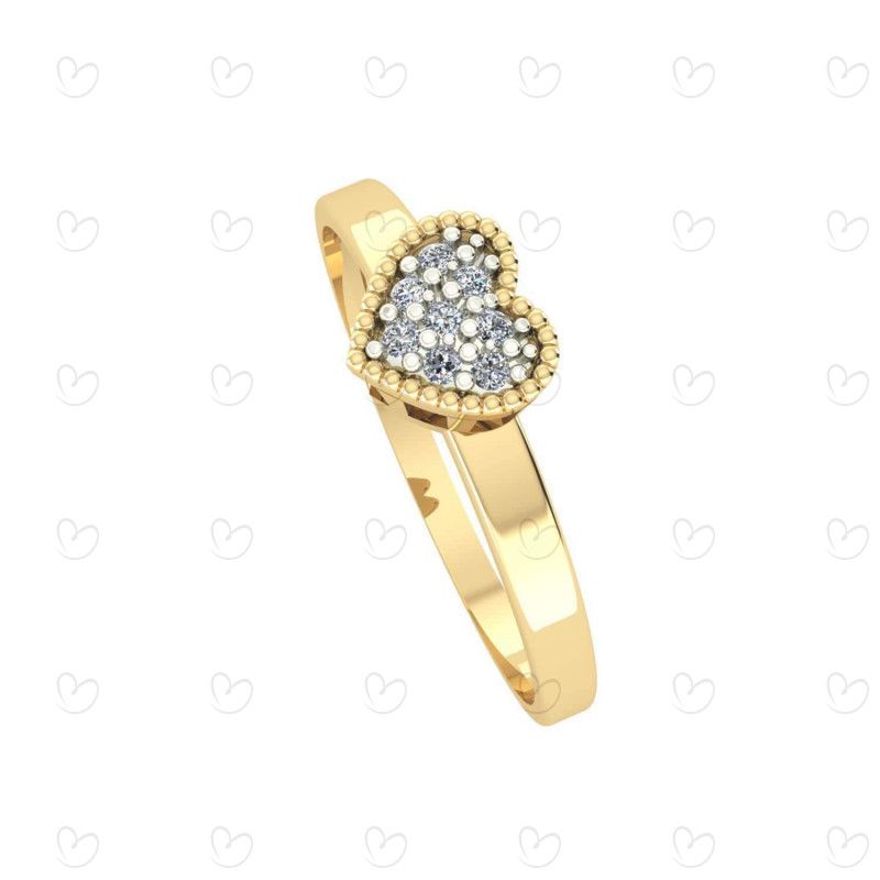 Anel Chuveiro Coração Zircônia Ouro 18k