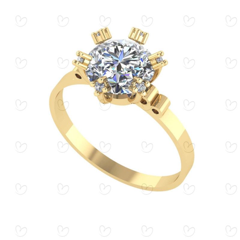 Anel Solitário de Zircônia 8mm Ouro 18k