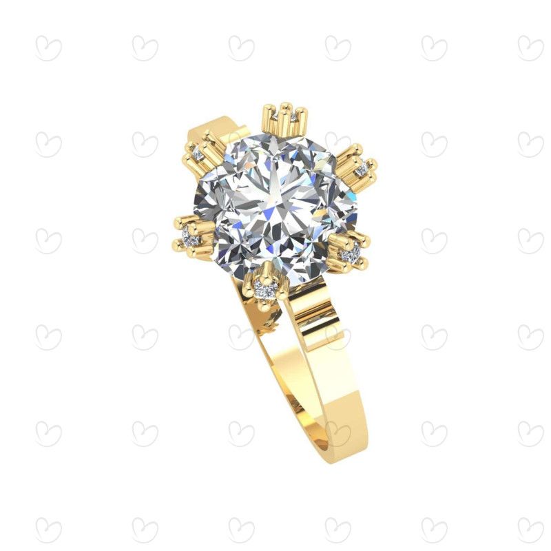 Anel Solitário de Zircônia 8mm Ouro 18k