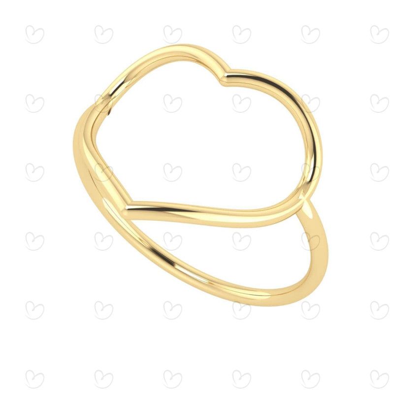 Anel Coração Fio Ouro 18k
