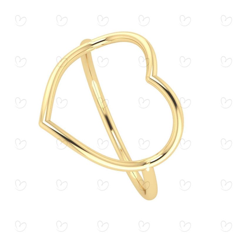 Anel Coração Fio Ouro 18k