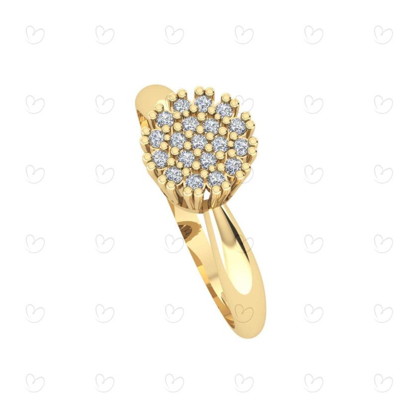 Anel Chuveiro Redondo com Zircônia Ouro 18k