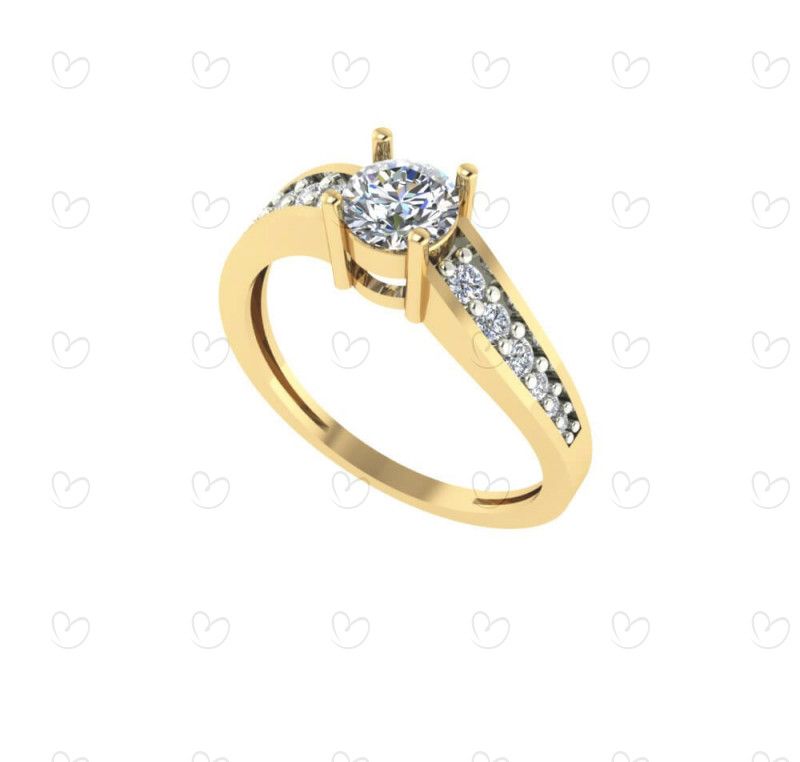 Anel Solitário Curvado Ouro 18k