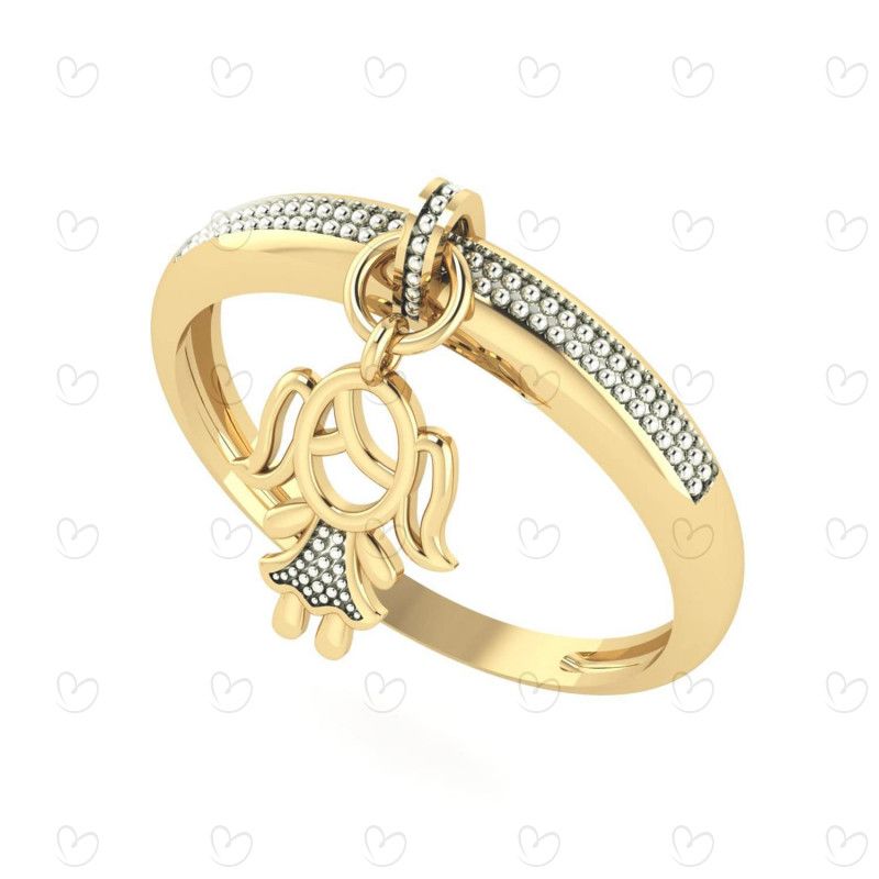 Anel Menina Falsa Pedra com Pingente Ouro 18k