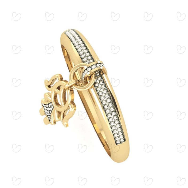 Anel Menina Falsa Pedra com Pingente Ouro 18k
