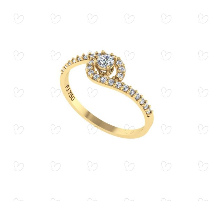 Anel Solitário com Zircônias no Aro Ouro 18k