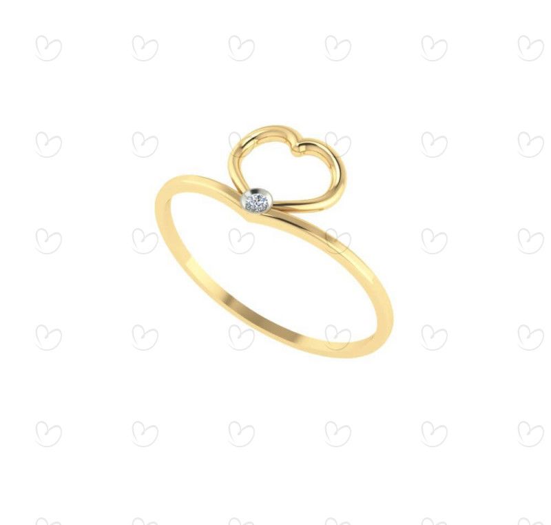 Anel Coração Fio com Zircônia Ouro 18k