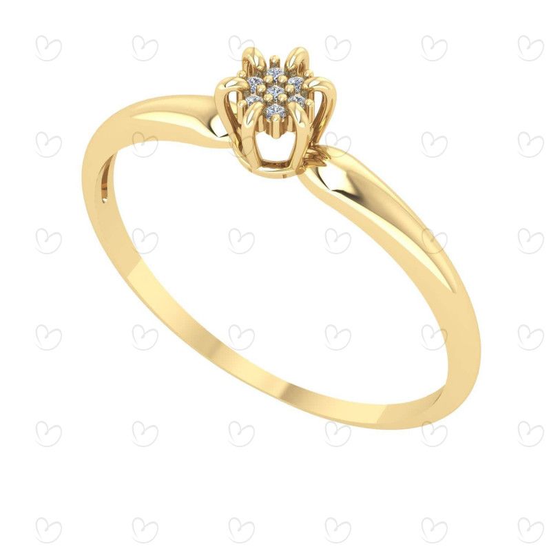 Anel Chuveiro Coroa com Diamante Ouro 18k