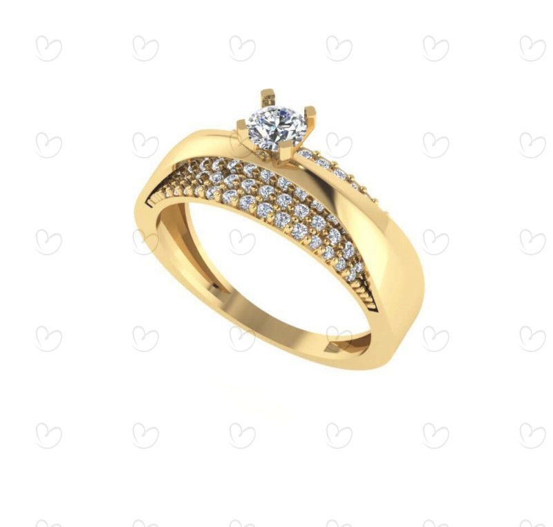 Anel Solitário Aro Sobreposto Ouro 18k