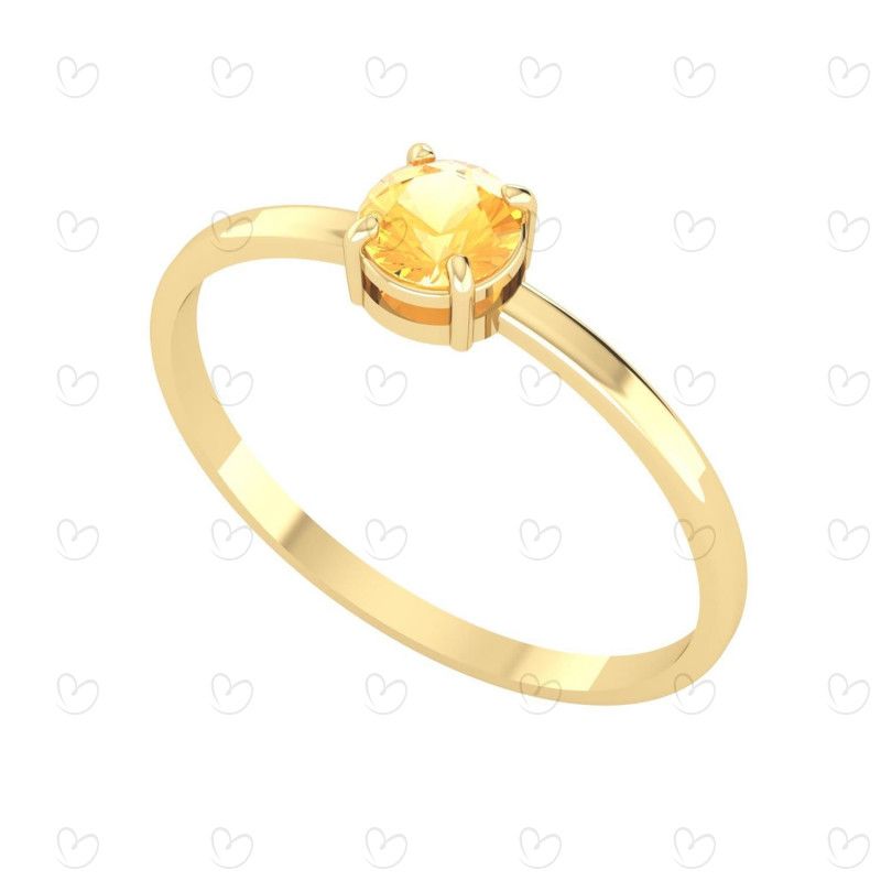 Anel Solitário com Pedra Natural 4.5mm Ouro 18k