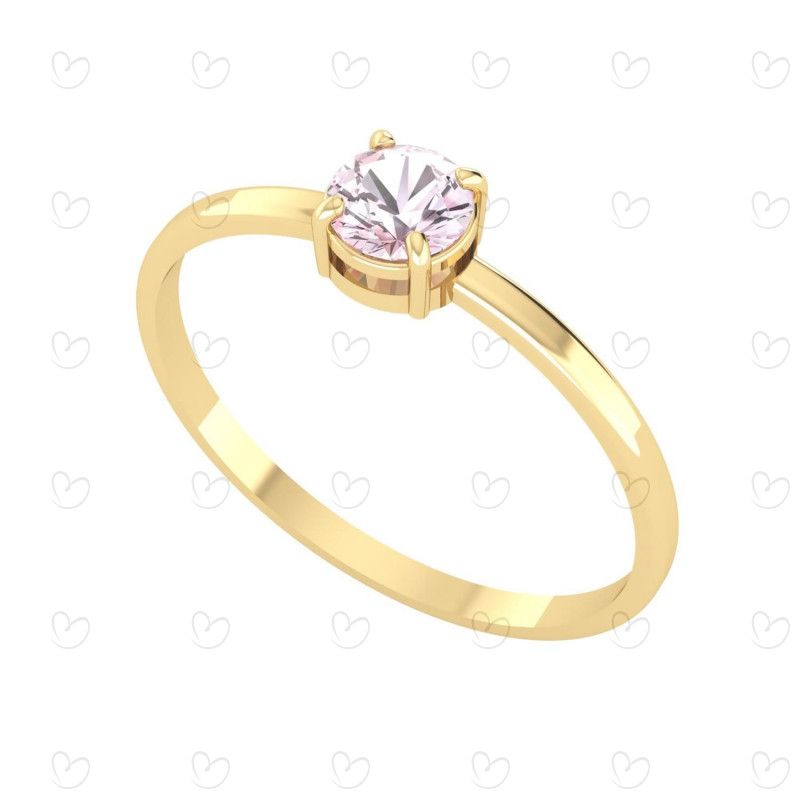 Anel Solitário com Pedra Natural 4.5mm Ouro 18k