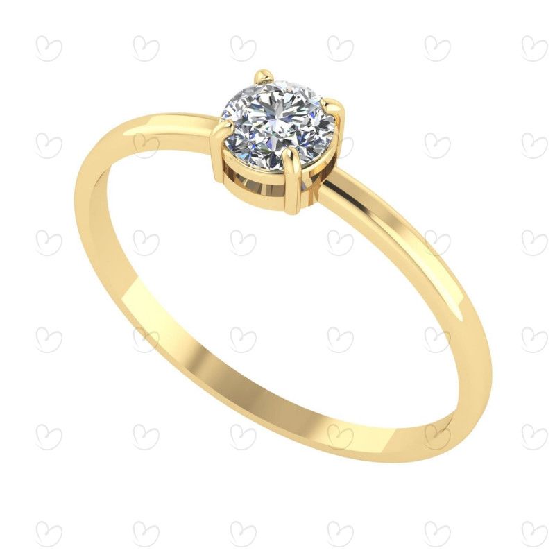 Anel Solitário com Pedra Natural 4.5mm Ouro 18k