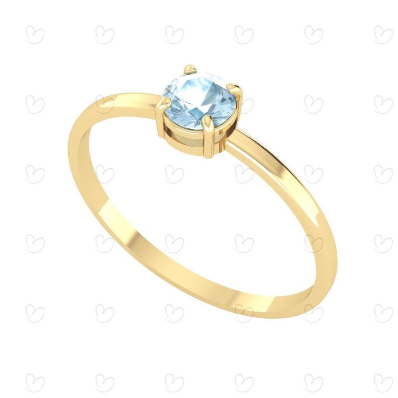 Anel Solitário com Pedra Natural 4.5mm Ouro 18k