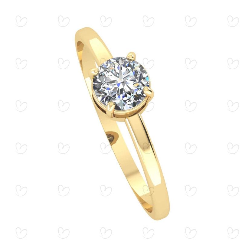 Anel Solitário com Zircônia 5mm Ouro 18k