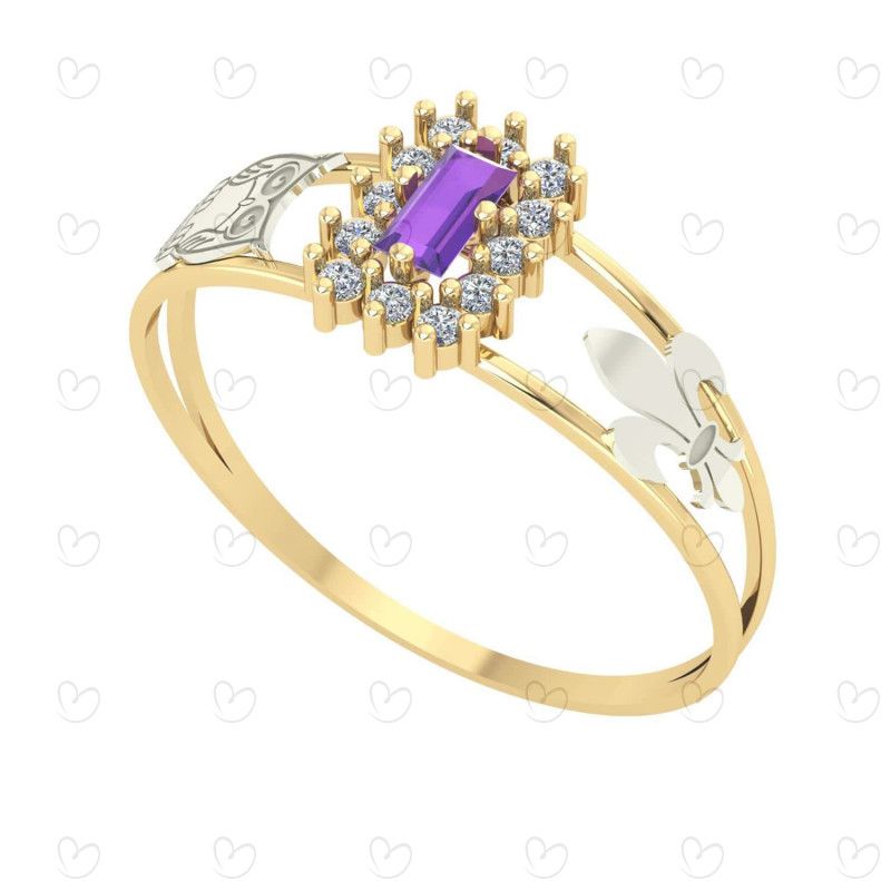 Anel Formatura Baguete Letras Ouro 18k