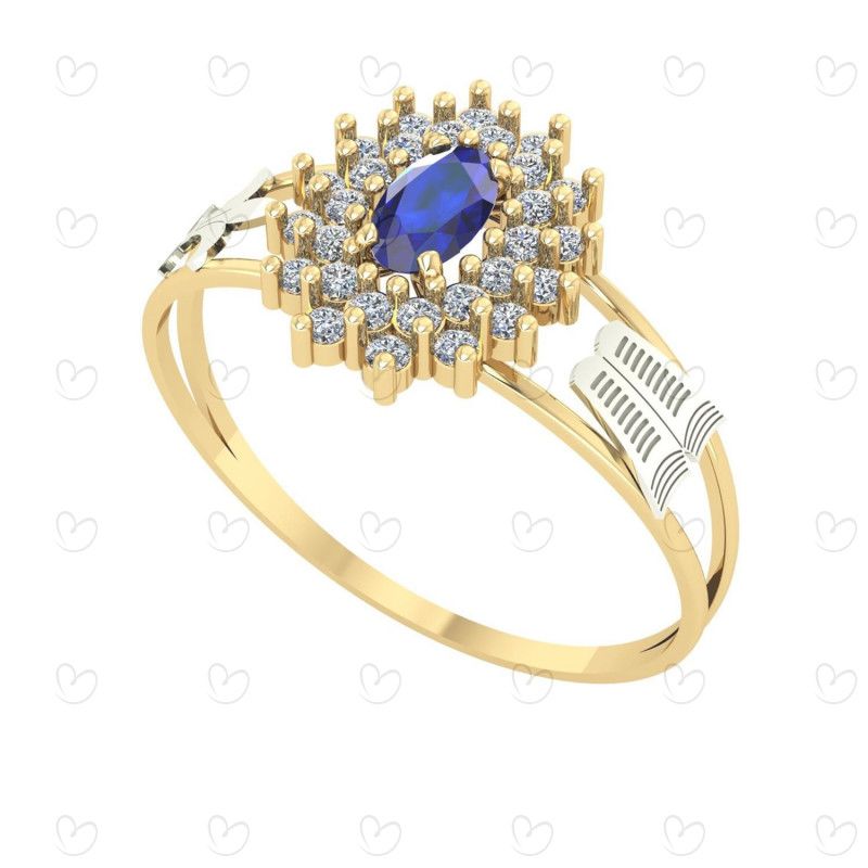 Anel Formatura Oval Grande 2 Fileira Pedagogia Ouro 18k