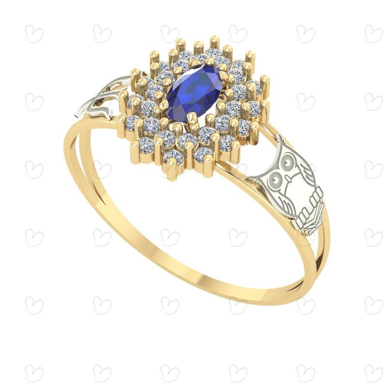 Anel Formatura Oval Grande 2 Fileira Psicologia Ouro 18k