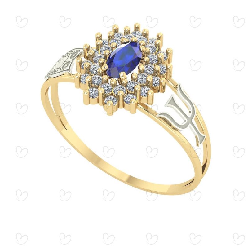 Anel Formatura Oval Grande 2 Fileira Psicologia Ouro 18k