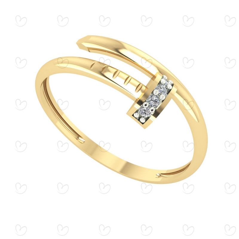 Anel Prego Cravejado Fininho Ouro 18k