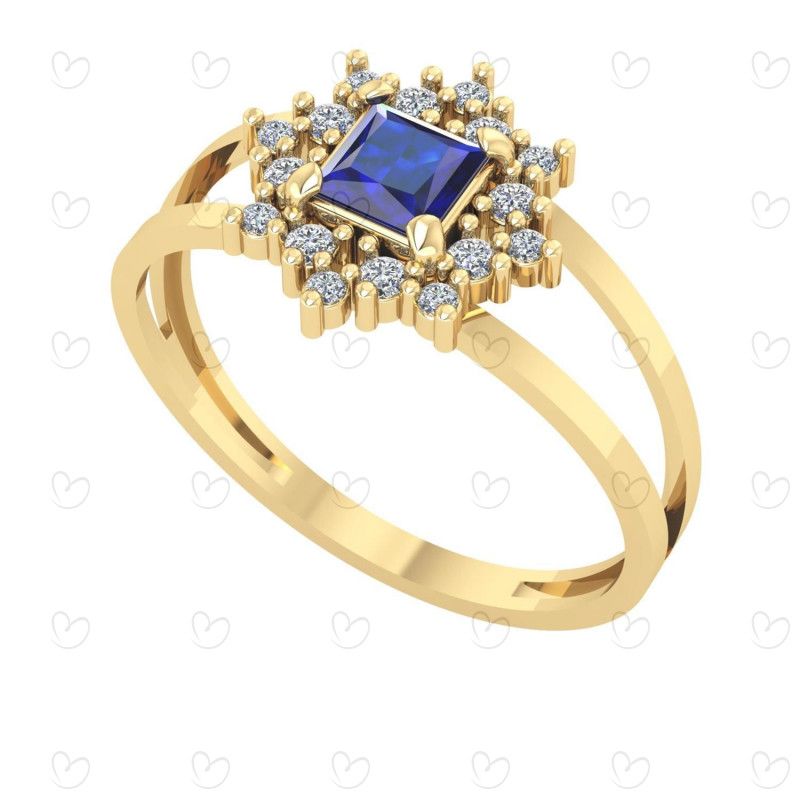 Anel Formatura Flor Quadrado Pedagogia Ouro 18k