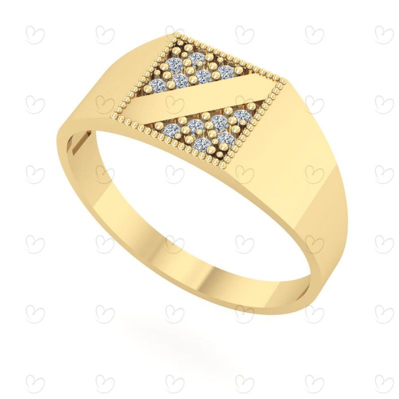 Anel Chancela Faixa Quadrado P Ouro 18k