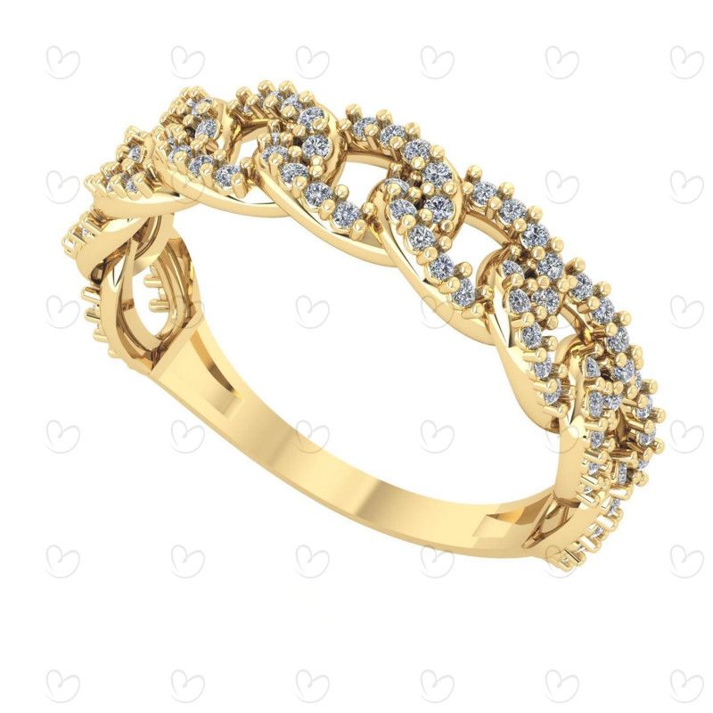 Anel Corrente Pavê Ouro 18k