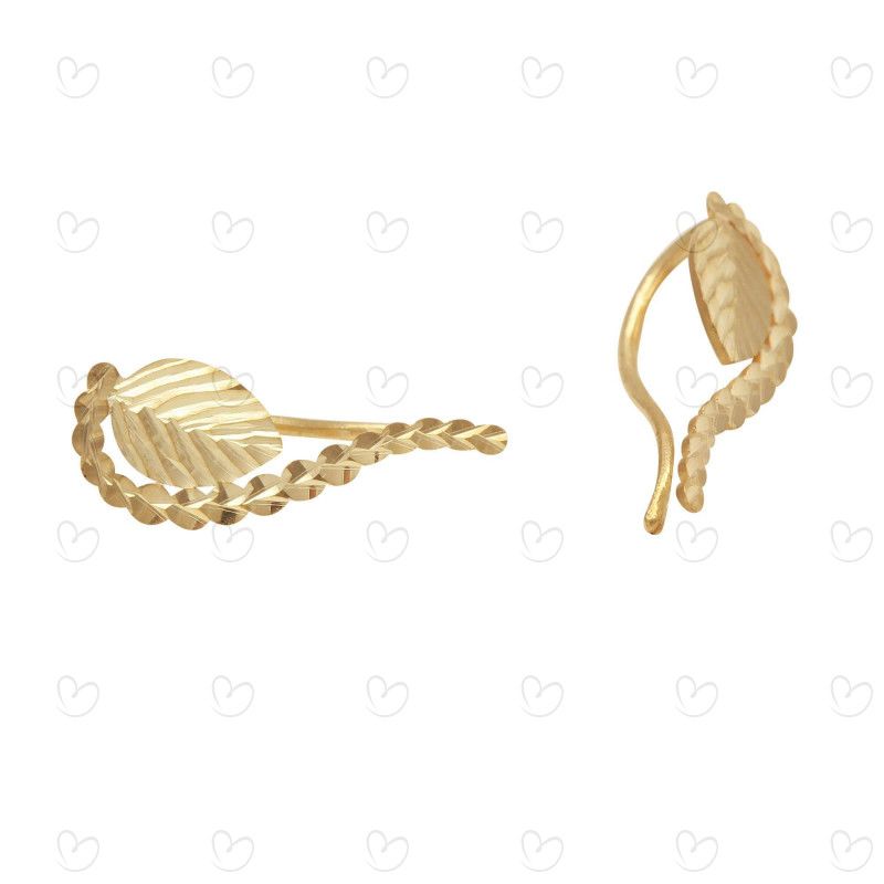 Brinco Ear Cuff Folha Ouro 18k