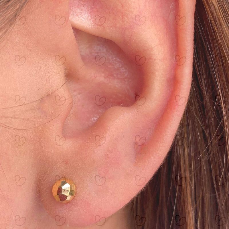 Brinco Bola 5mm Diamantada Ouro 18k