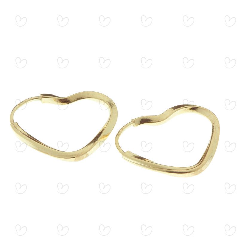 Brinco Argola Coração Torcido 1,35cm Ouro 18k